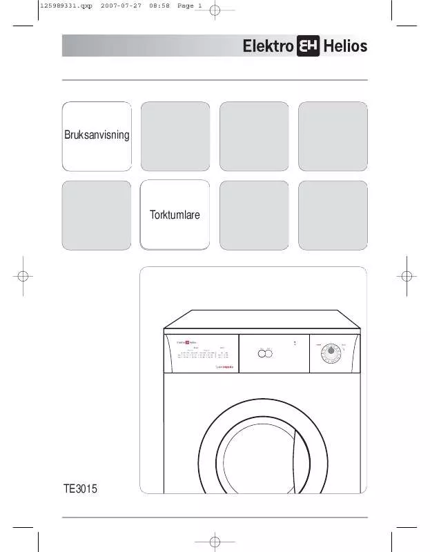 Mode d'emploi ELEKTRO HELIOS TE3015