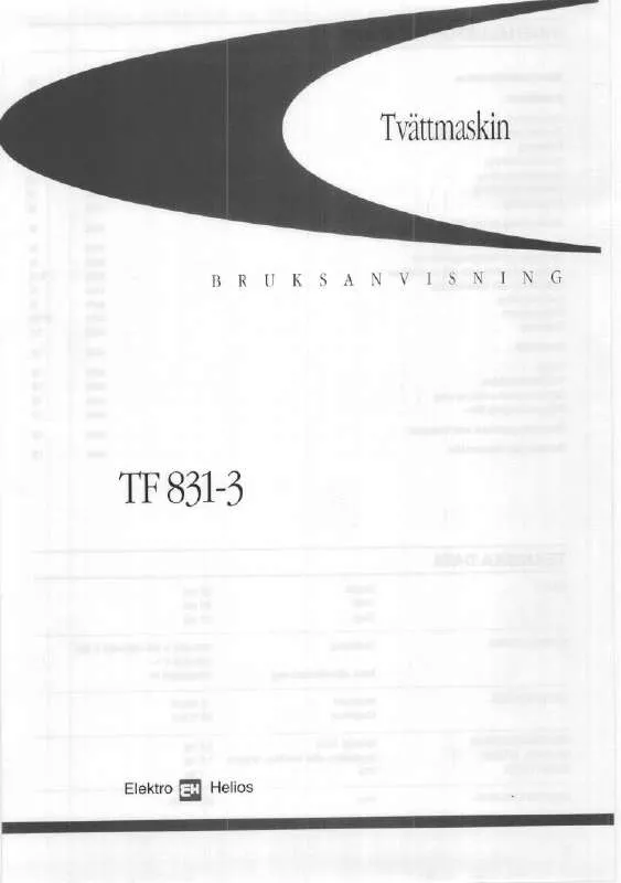 Mode d'emploi ELEKTRO HELIOS TF831-3