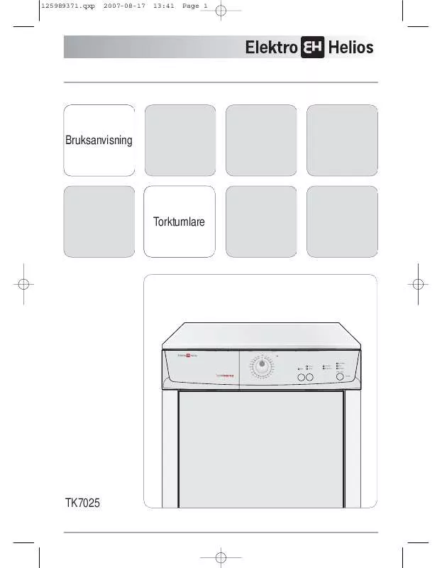 Mode d'emploi ELEKTRO HELIOS TK7025