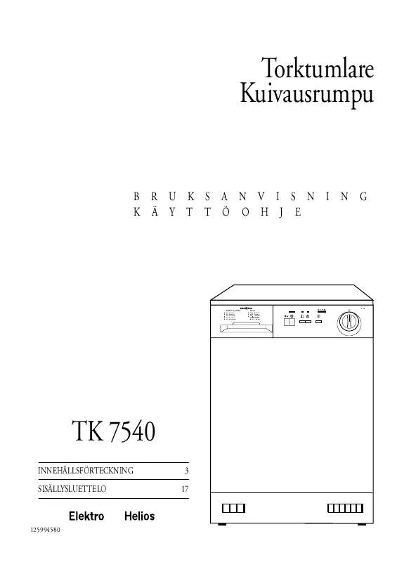 Mode d'emploi ELEKTRO HELIOS TK7540