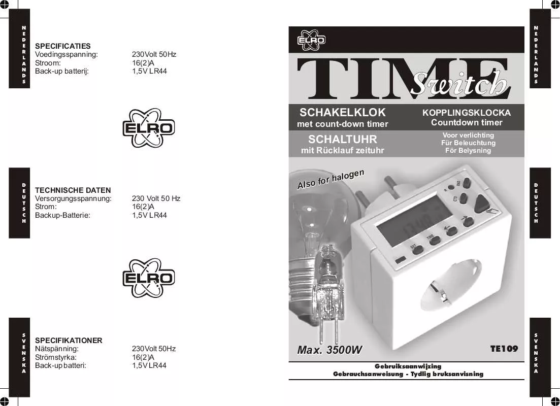 Mode d'emploi ELRO (ROOS ELECTRONICS) TE109