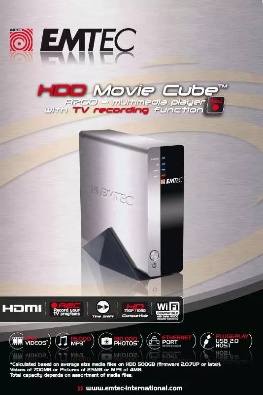 Mode d'emploi EMTEC HRDDISK MOVIE CUBE R700