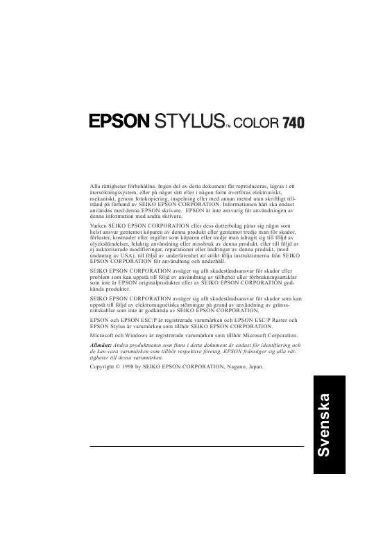 Mode d'emploi EPSON STYLUS COLOR 740