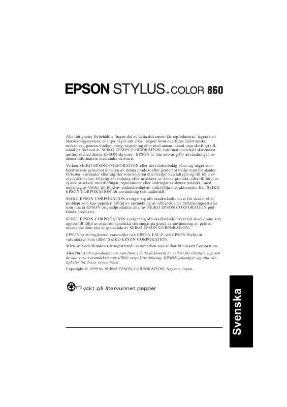 Mode d'emploi EPSON STYLUS COLOR 860