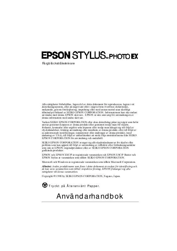 Mode d'emploi EPSON STYLUS PHOTO EX