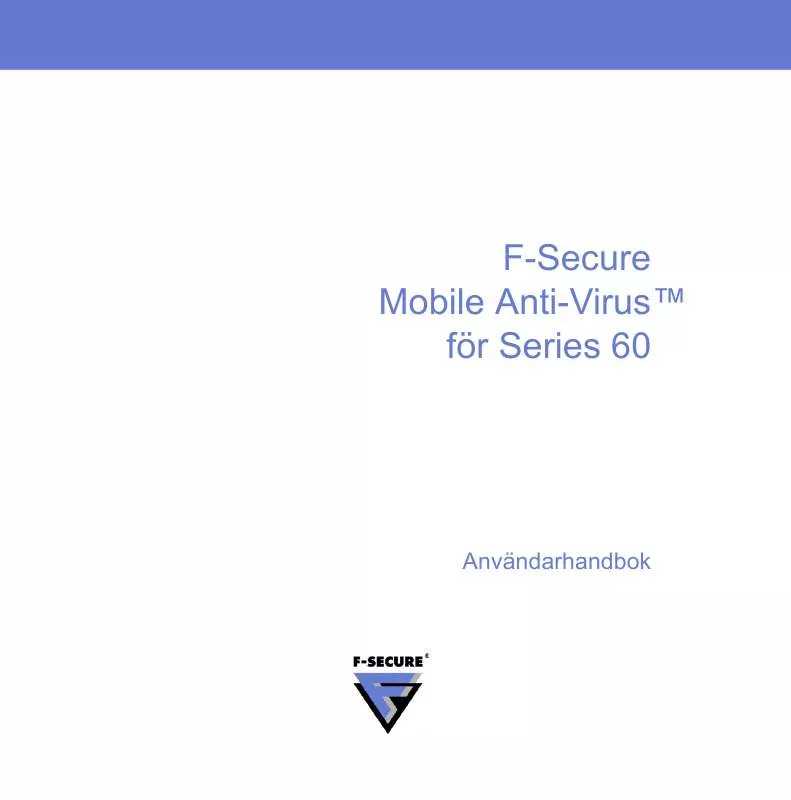 Mode d'emploi F-SECURE MOBILE ANTI-VIRUS FOR SERIES 60