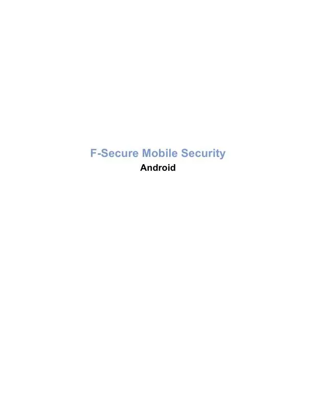 Mode d'emploi F-SECURE MOBILE SECURITY 6 FOR ANDROID