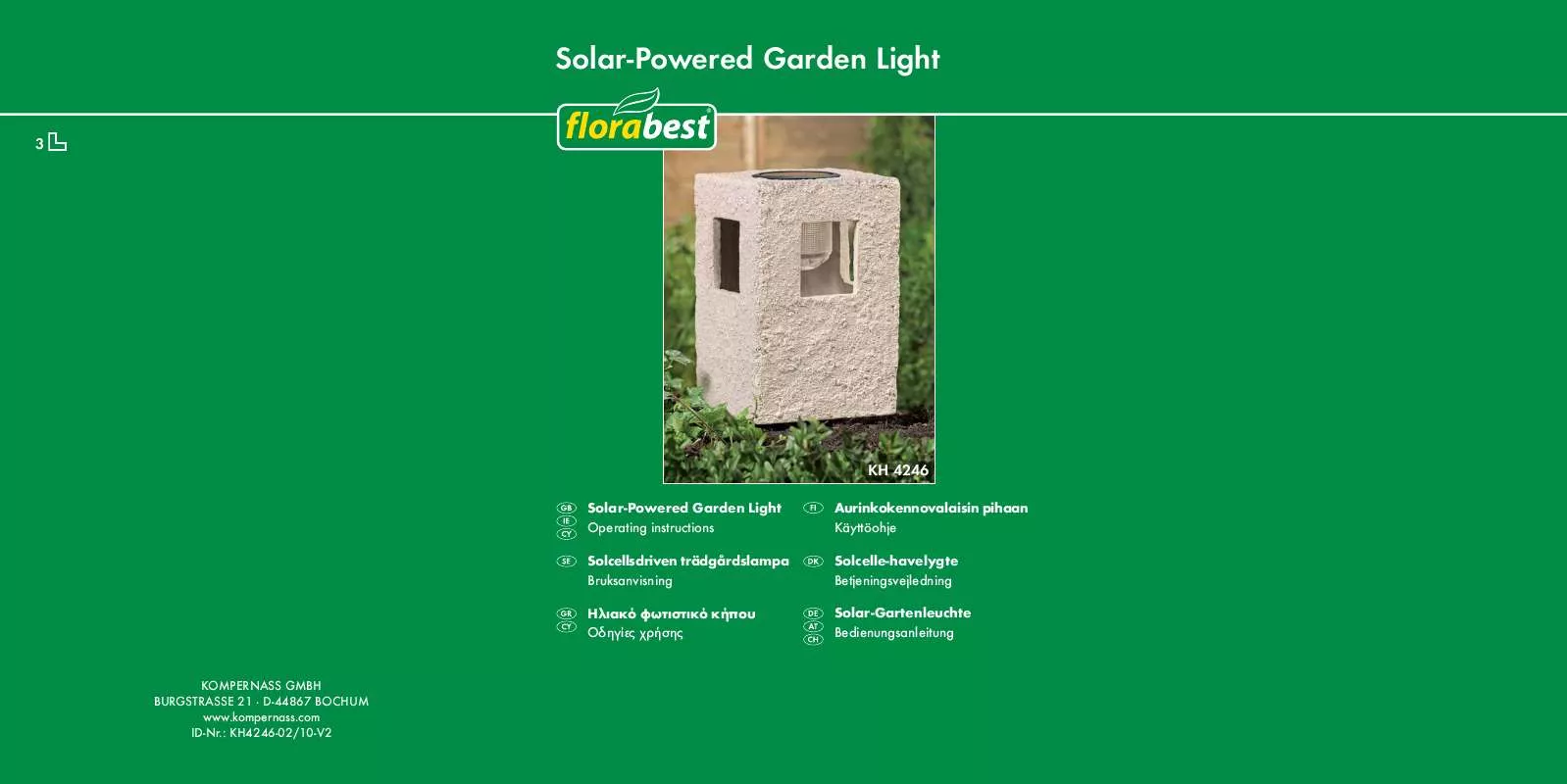 Mode d'emploi FLORABEST KH 4246 SOLAR-POWERED GARDEN LIGHT