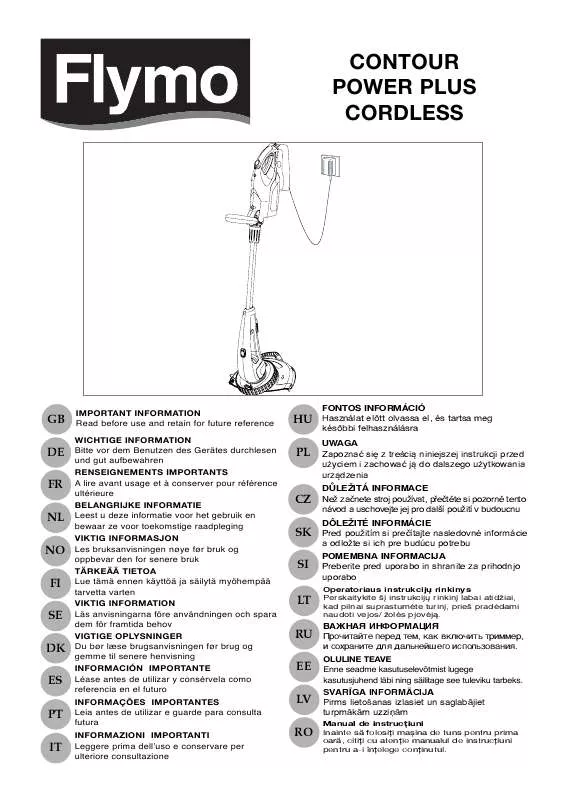 Mode d'emploi FLYMO CONTOUR POWER PLUS CORDLESS