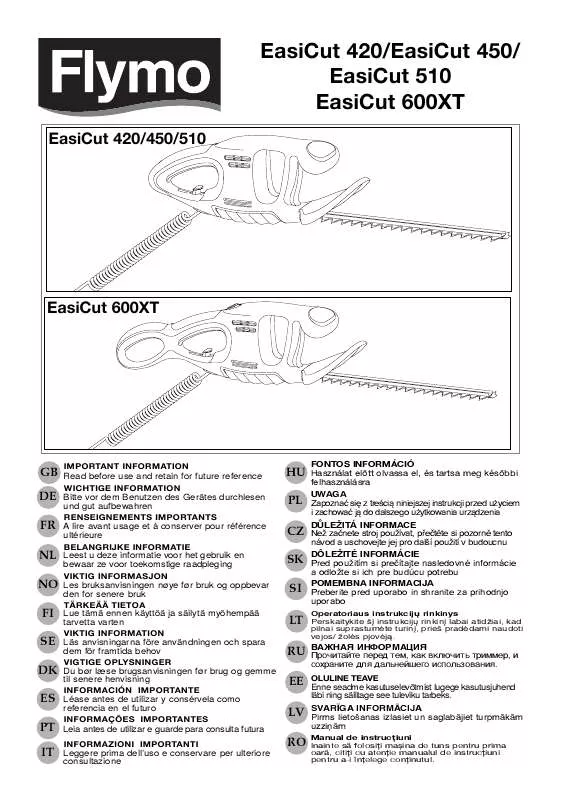 Mode d'emploi FLYMO EASICUT 600XT