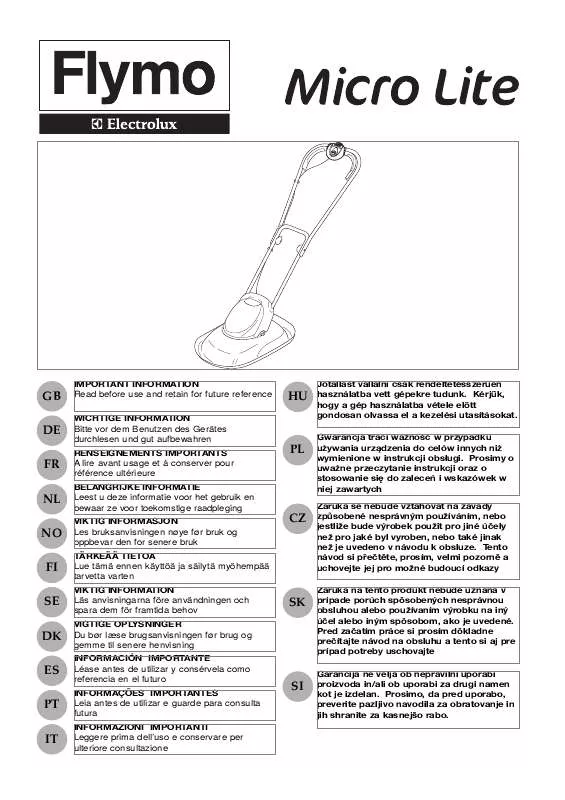 Mode d'emploi FLYMO MICROLITE 28