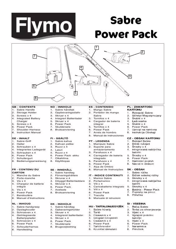 Mode d'emploi FLYMO SABRE POWER PACK