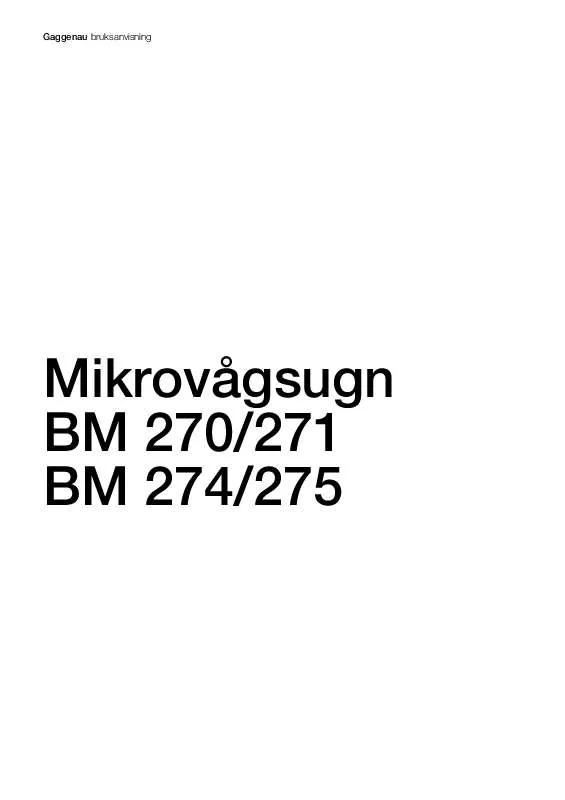 Mode d'emploi GAGGENAU BM271100