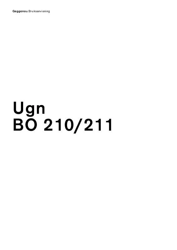 Mode d'emploi GAGGENAU BO210100