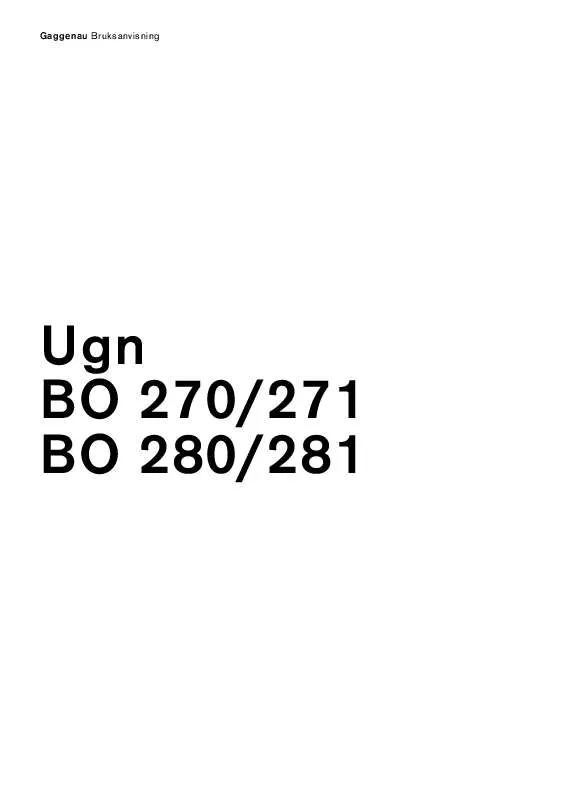 Mode d'emploi GAGGENAU BO281110