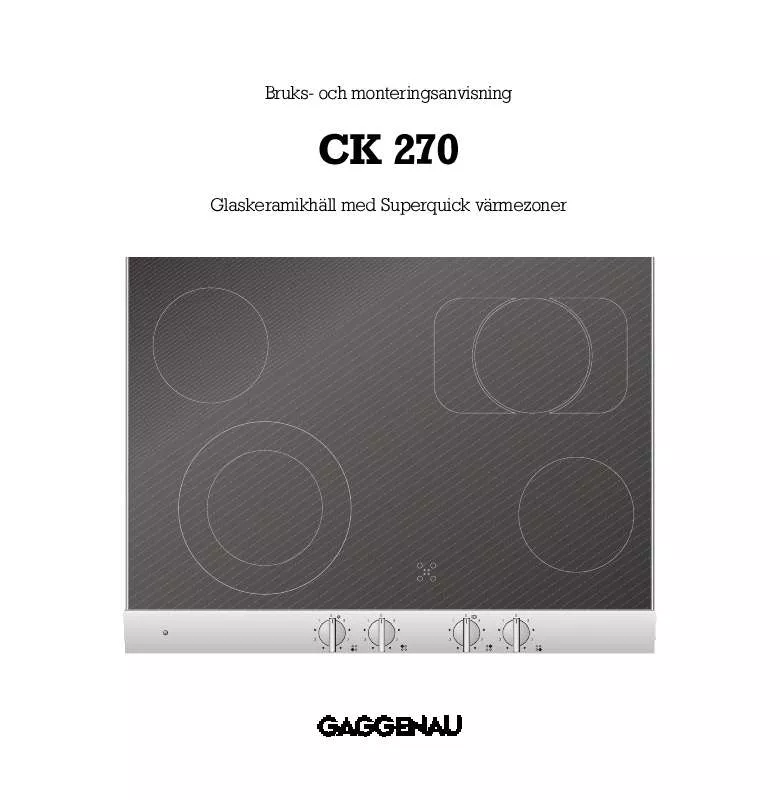 Mode d'emploi GAGGENAU CK270104