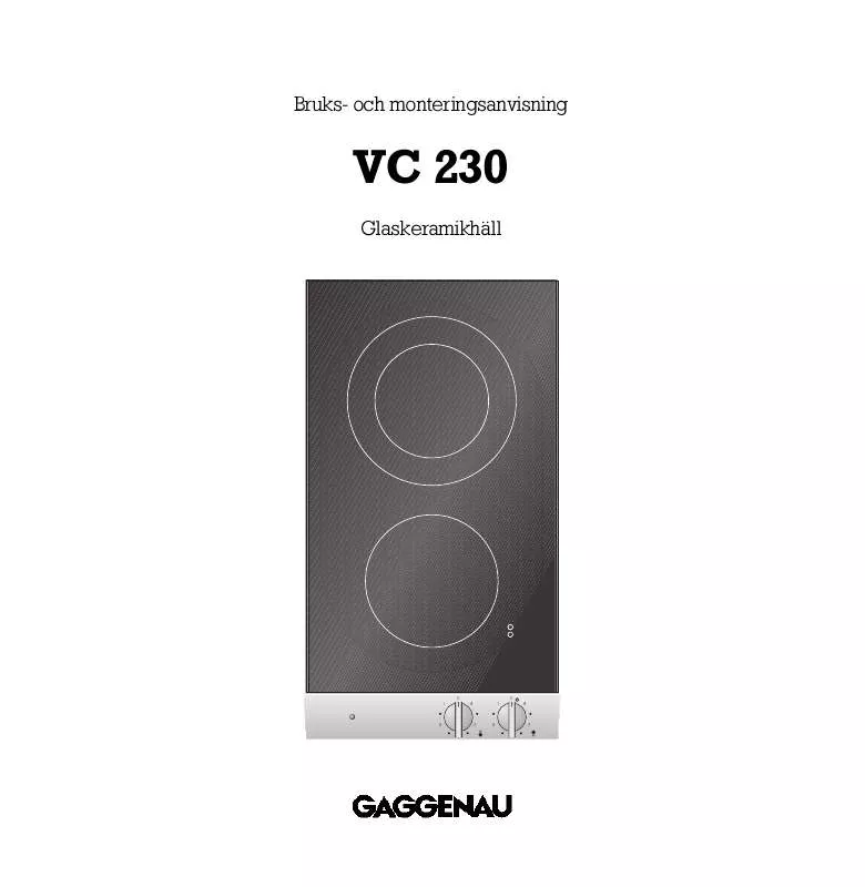 Mode d'emploi GAGGENAU VC230113