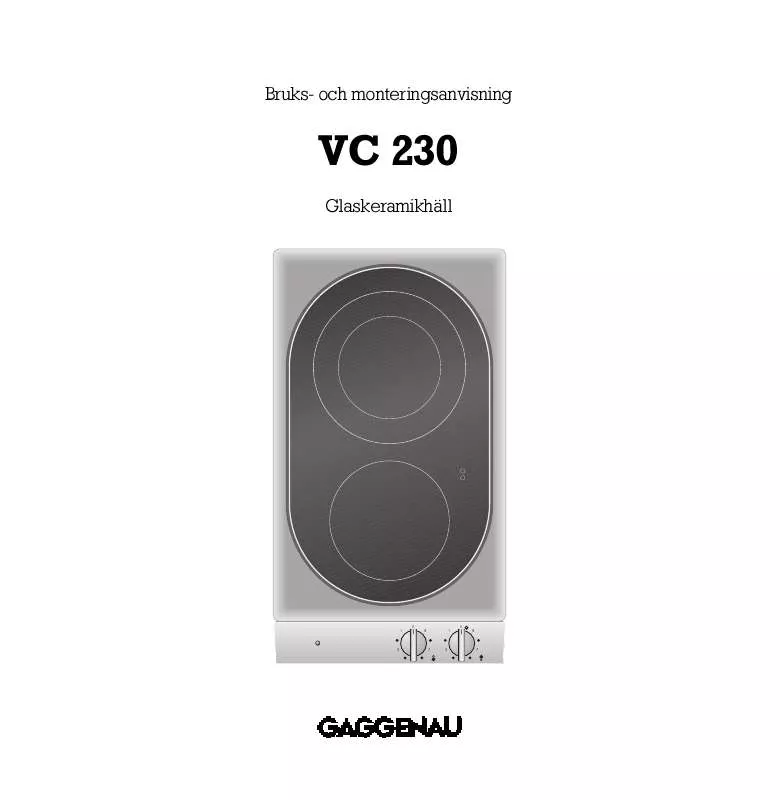 Mode d'emploi GAGGENAU VC230212