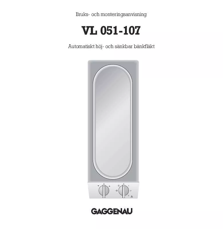 Mode d'emploi GAGGENAU VL051107