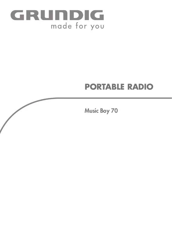 Mode d'emploi GRUNDIG MUSIC BOY 70