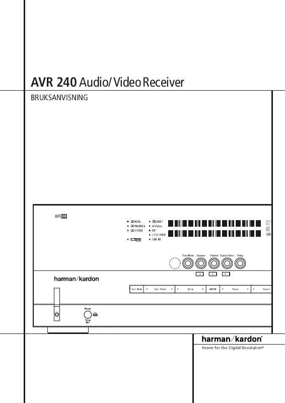 Mode d'emploi HARMAN KARDON AVR 240