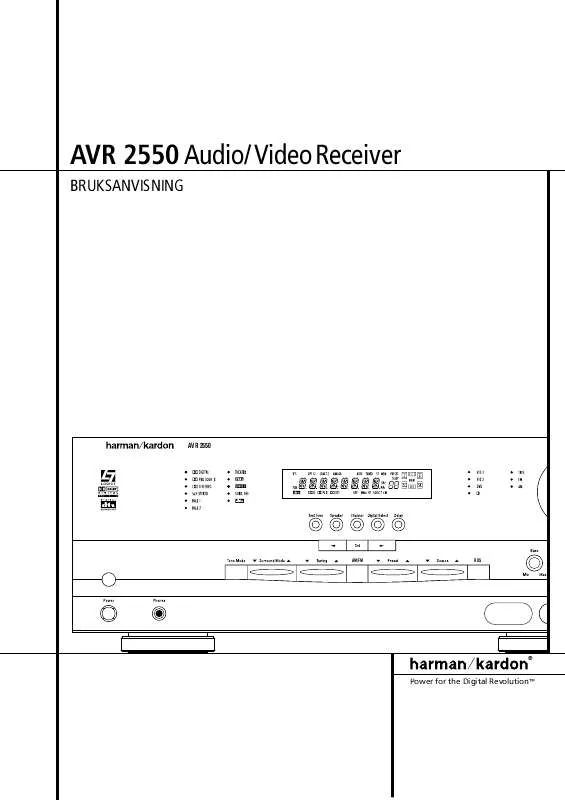 Mode d'emploi HARMAN KARDON AVR 2550