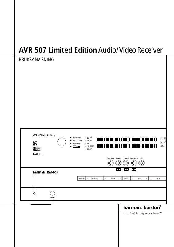 Mode d'emploi HARMAN KARDON AVR 507 LIMITED EDITION