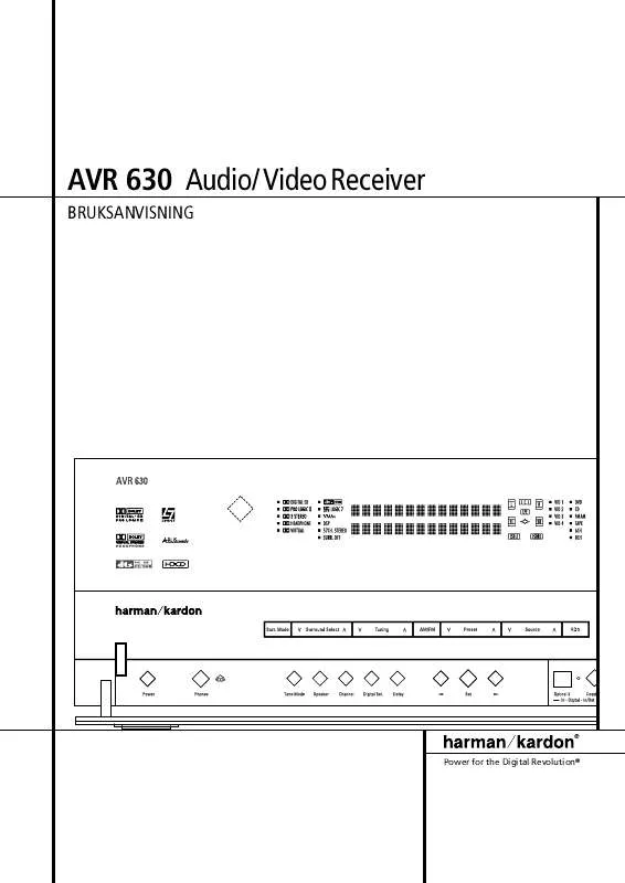 Mode d'emploi HARMAN KARDON AVR 630