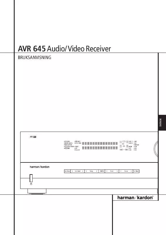 Mode d'emploi HARMAN KARDON AVR 645