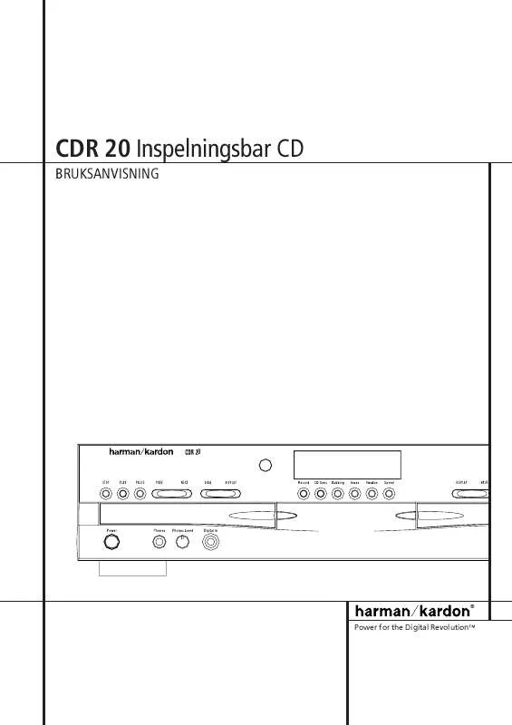 Mode d'emploi HARMAN KARDON CDR 20