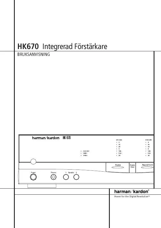 Mode d'emploi HARMAN KARDON HK 670