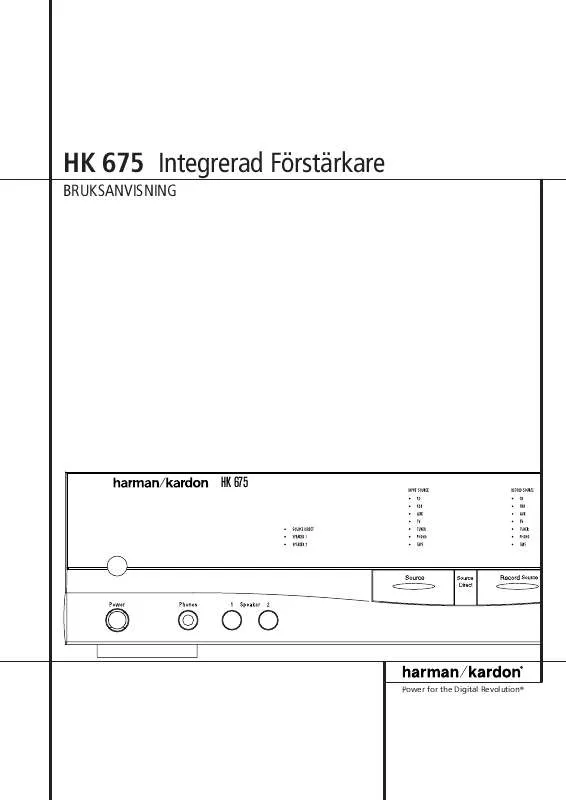 Mode d'emploi HARMAN KARDON HK 675