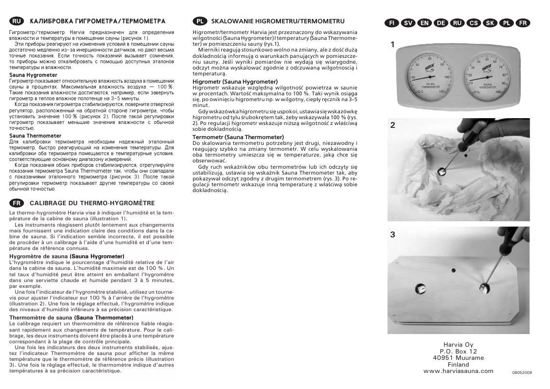 Mode d'emploi HARVIA HYGROMETER-THERMOMETER