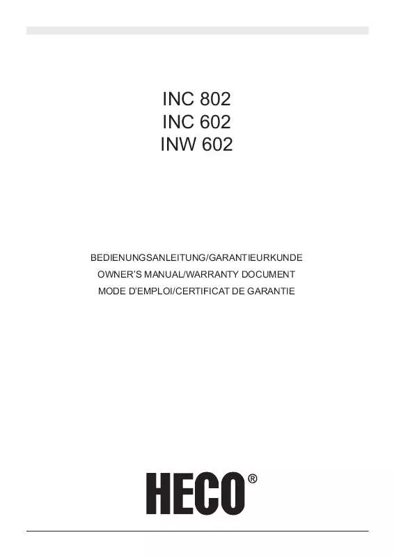 Mode d'emploi HECO INC 602