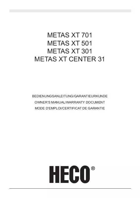 Mode d'emploi HECO METAS XT 501