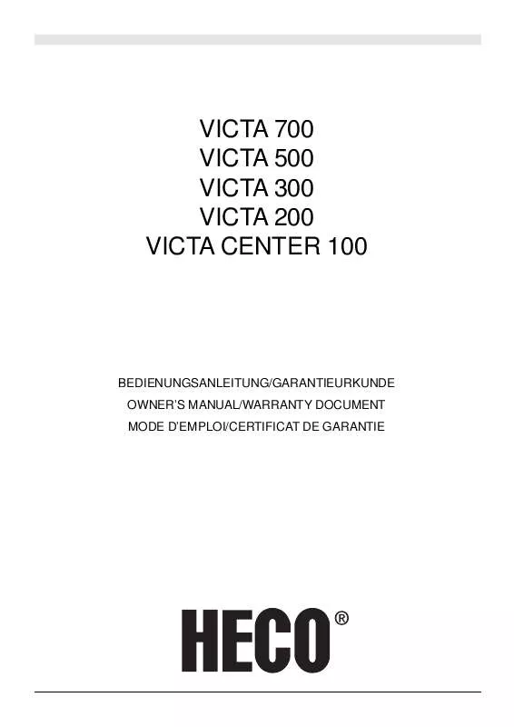 Mode d'emploi HECO VICTA 300