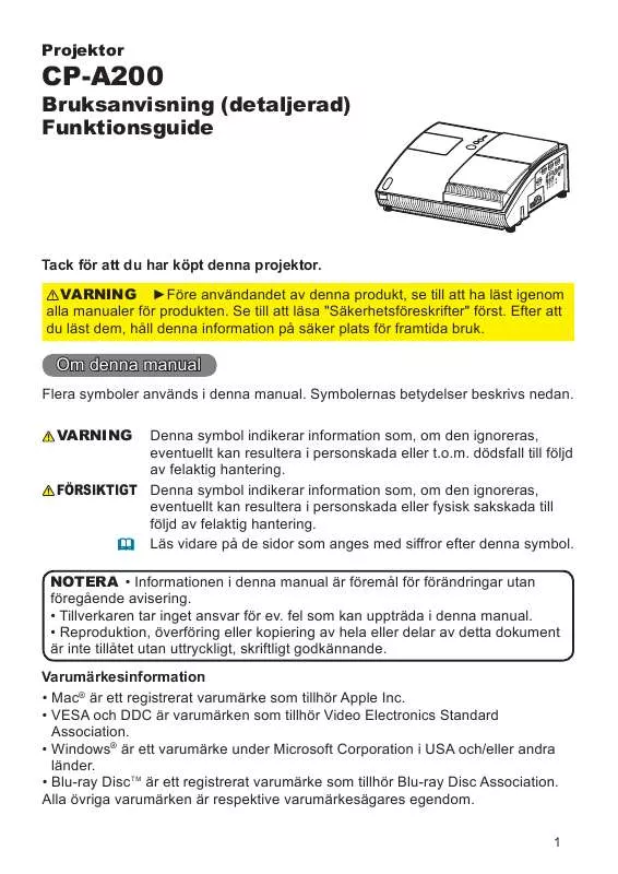 Mode d'emploi HITACHI CP-A200