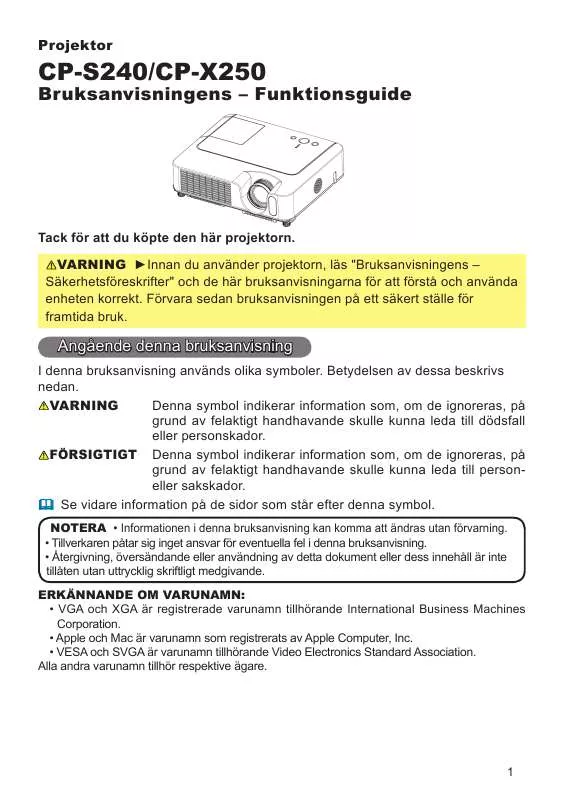 Mode d'emploi HITACHI CP-S240WF