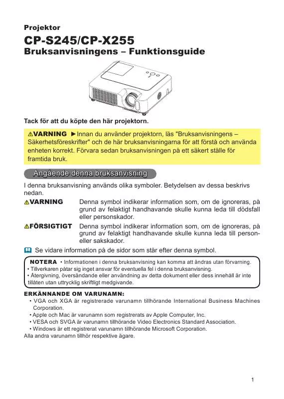 Mode d'emploi HITACHI CP-S245WF