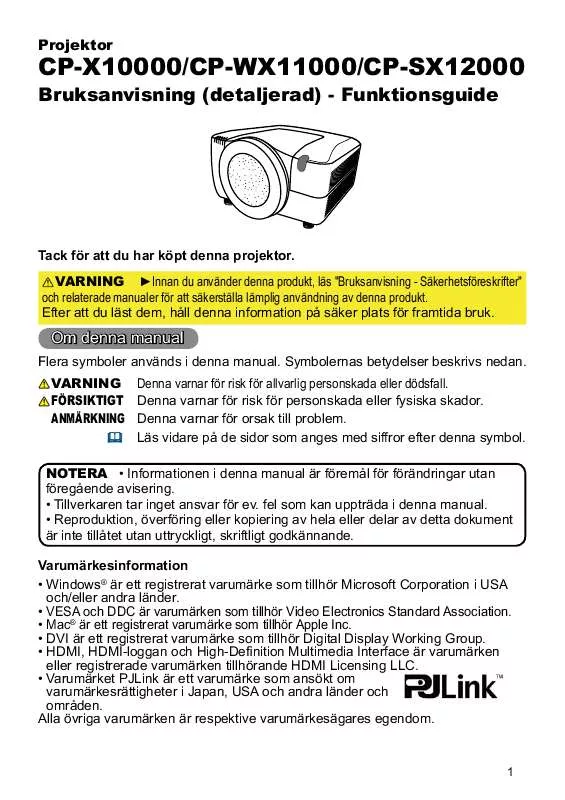 Mode d'emploi HITACHI CP-SX12000W