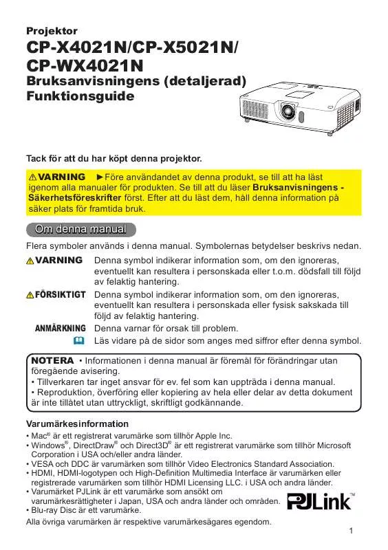 Mode d'emploi HITACHI CP-WX4021N