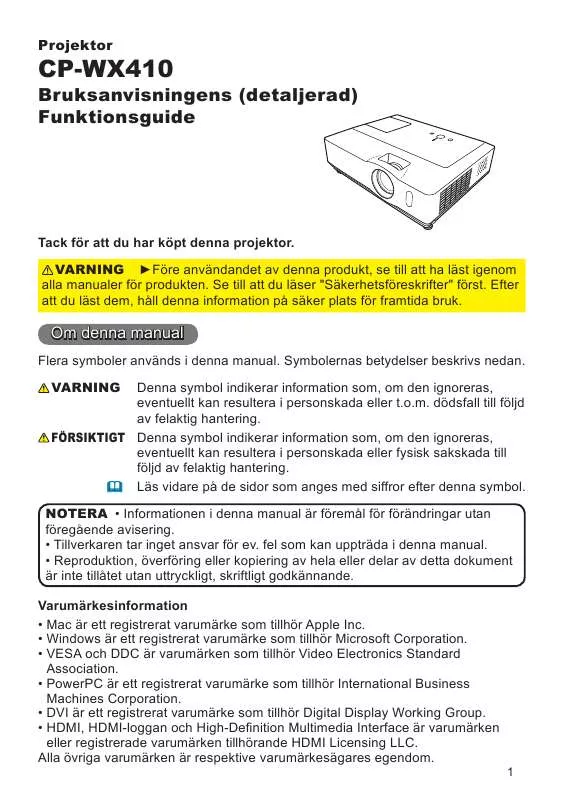 Mode d'emploi HITACHI CP-WX410