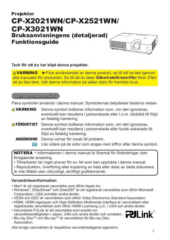 Mode d'emploi HITACHI CP-X2021WN