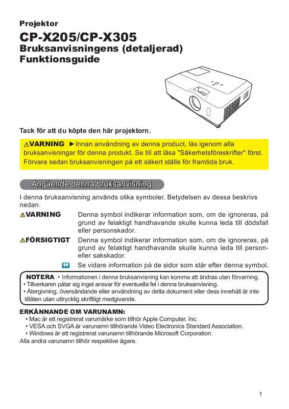 Mode d'emploi HITACHI CP-X205WF