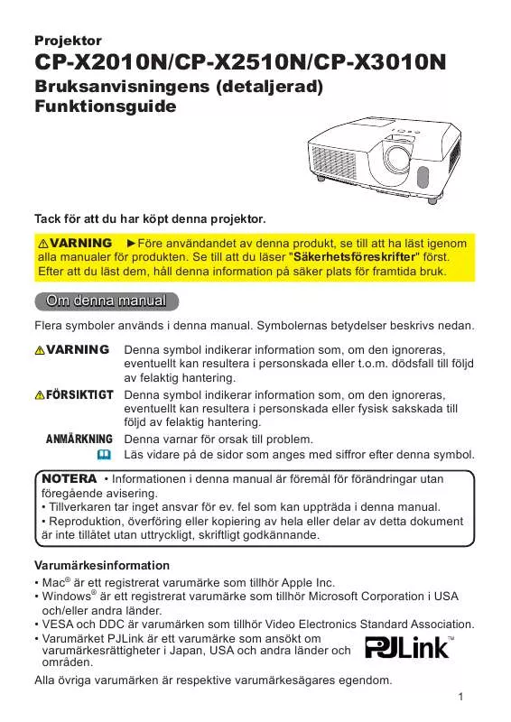 Mode d'emploi HITACHI CP-X2510NEF