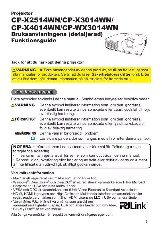 Mode d'emploi HITACHI CP-X2514WN