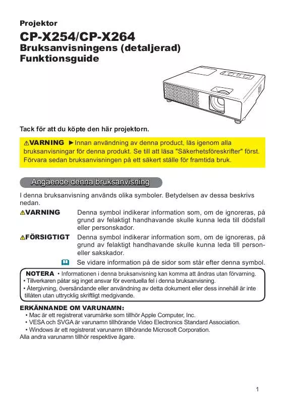 Mode d'emploi HITACHI CP-X264WF