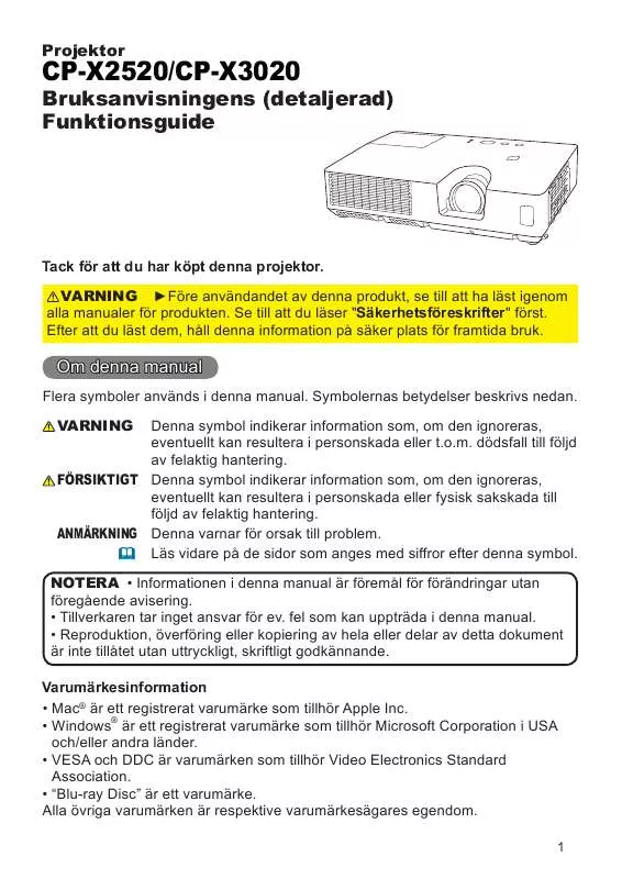 Mode d'emploi HITACHI CP-X3020