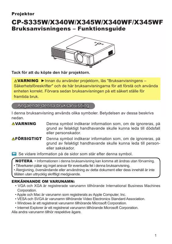 Mode d'emploi HITACHI CP-X340W