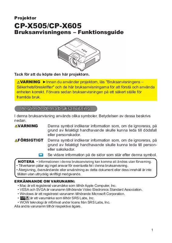 Mode d'emploi HITACHI CP-X505W